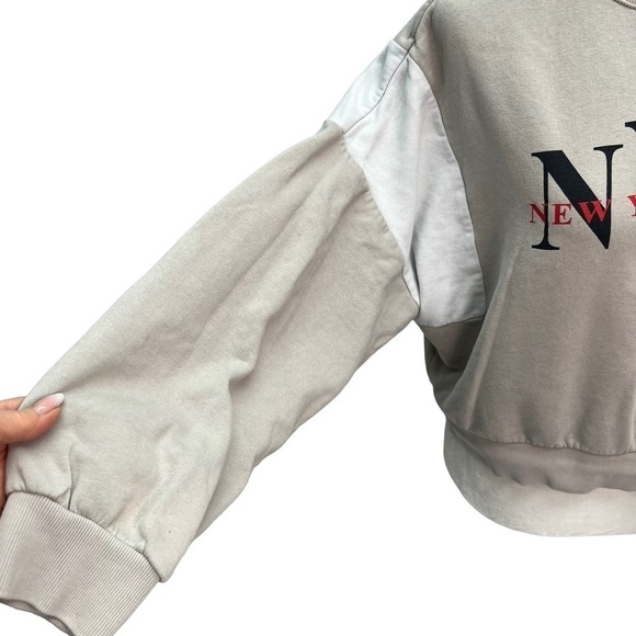 divided🏙️nyc Logo Oversized Cropped Sweatshirt Beige Size S - Picture 5 of 11